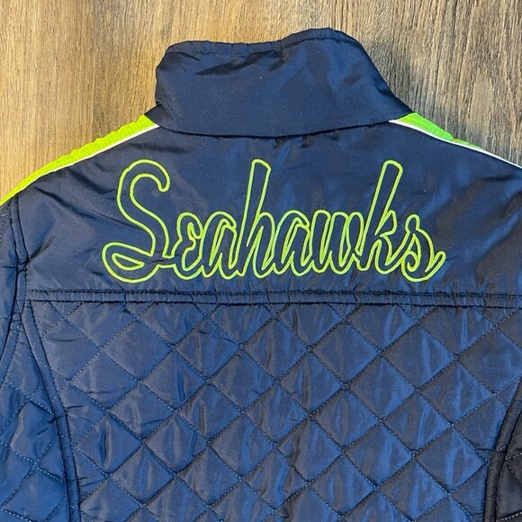 NFL Team Apparel Women's Seattle Seahawks Blue Long Sleeve Quilted Jacket Medium - Picture 5 of 12